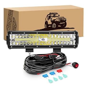 Imagem de GOOACC Combo de luzes de condução off-road de 300 W de três fileiras de LED com barra de luz de trabalho com cablagem 16AWG para carrinho de golfe de caminhão SUV ATV UTV Boat, 2 anos de garantia