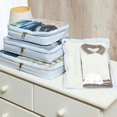 Imagem de Kit Conjunto Viagem Organizador 4 Unidades Bolsas Portátil PVC Imperme