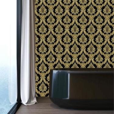 Imagem de Papel de Parede Clássico Arabesco Alvina Preto - Rolo com 10 Metros  R
