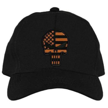Imagem de Boné Kaluapa Punisher Bandeira Americana, Unissex, Preto, Único