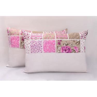 Imagem de 4 Fronha 100%algodão Estampado Meio Rose C/branco Liso Ziper 50 X70 - 