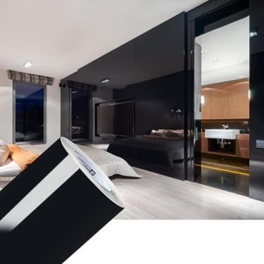 Imagem de Envelopamento para Geladeiras Fogão Eletrodomésticos Armarios Parede Auto Adesivo Preto Brilho Liso Autocolante Lavável Tipo Black Piano