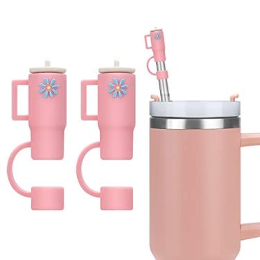 Imagem de Hzran Capa de canudo de silicone para copo Stanley 30 e 1,134 g, 2 unidades, rosa