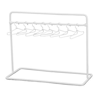 Imagem de SUPERFINDINGS Iron Doll Clothes Rack Hangers Set 150x70x120mm White Mini Metal Clothing Rack with 10Pcs Tiny Doll Dress Outfit Hangers with Single Bar