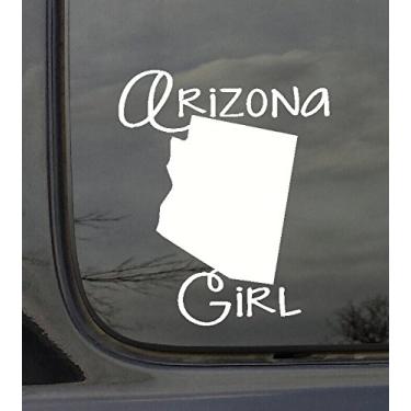Imagem de Wall Decor Plus More Adesivo de vinil para carro WDPM2992 State Girl Silhouette Arizona, branco