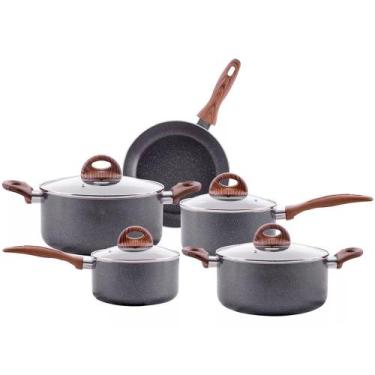 Imagem de Jogo De Panelas Cerâmic Life Smart Plus Em Alumínio Indução 5pçs Grani