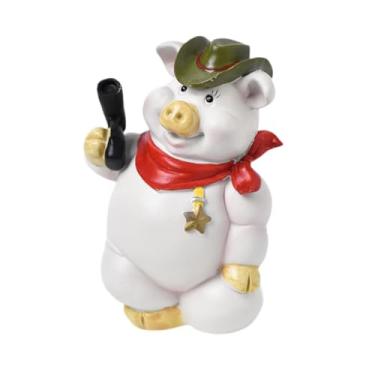 Imagem de Generic Cofrinho de porco, estátua de porco, caixa de dinheiro, presente, ornamento de mesa, escultura de resina, estatueta de animal para sala de estar, Chapéu Verde