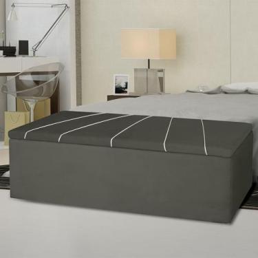 Imagem de Calçadeira Baú Berlim Queen 160 Cm Suede Cinza - MV Estofados