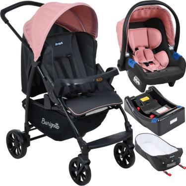 Imagem de Carrinho com Bebe Conforto Base Ninho Burigotto Ecco CZ Rosa