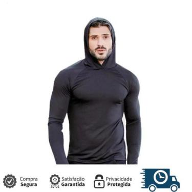 Imagem de Camisa Com Capuz Segunda Pele Térmica Com Proteção UV Lisa Esporte - G