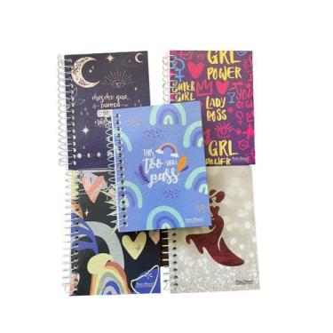 Imagem de kit 5un Caderno Espiral Capa Dura com 80 folhas cada de 1/8 - Blook, e