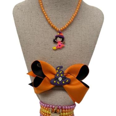 Imagem de Kit Laço de Cabelo/Pulseira e Colar Halloween Tic Tac - Nl Bijuterias,