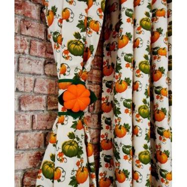 Imagem de Cortina De Cozinha Estampada  2m X 1,20m Abóbora  Com Abraçadeira - Re