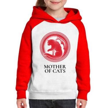 Imagem de Moletom Infantil Mother of Cats - Foca na Moda, Branco, Vermelho, 6