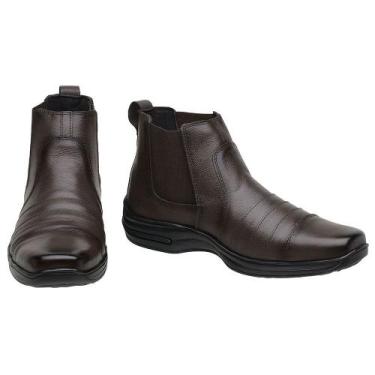 Imagem de Botina Masculina Couro Bota Casual Tradicional Elástico Café - San Lor
