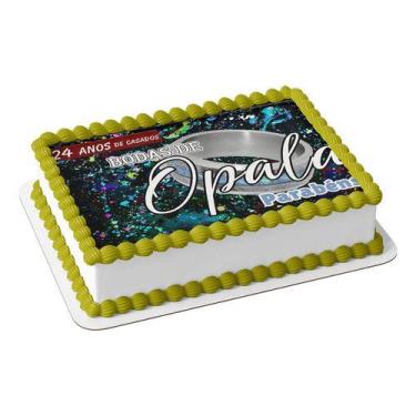 Imagem de Papel De Arroz P/ Bolo Bodas De Opala 24 Anos De Casados - Genérico