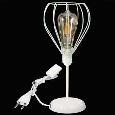 Imagem de Luminária Mesa Abajur Clássico Aramado Teardrop Branco P/LED - Jota Il