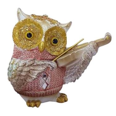 Imagem de Coruja Decorativa Em Resina inteligência Sabedoria conhecimento Sorte 