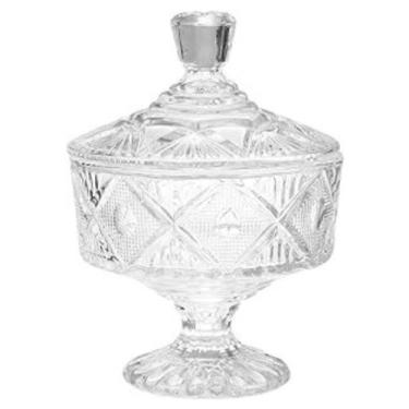 Imagem de Potiche Bomboniere Com Pé e Tampa Vidro Trabalhado Ø13x18cm - Nataluz