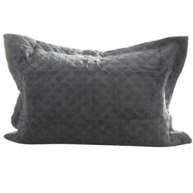 Imagem de Kit com 2 Porta Travesseiro Matelado com Aba Daisa Plush Cinza - Daju,