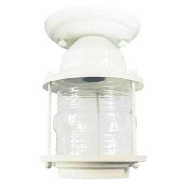 Imagem de Luminária Plafon Lampião Colonial de Parede Branca Vintage - CM GLASS 