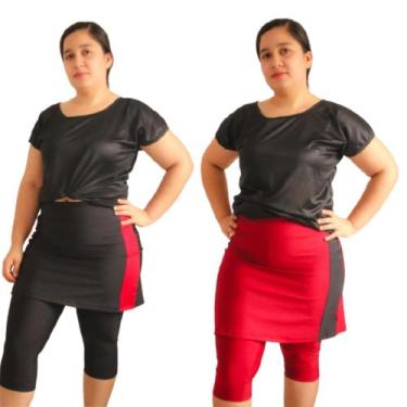 Imagem de  Kit 2 Shorts Saia Fitness Plus size  do G1 ao G4 em suplex moda evang
