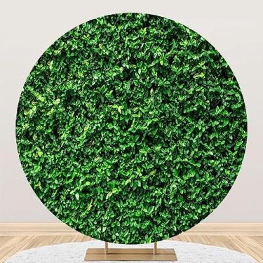Imagem de AOFOTO 2,2 x 2,2 m, folhas verdes, pano de fundo redondo, primavera, natureza, vegetação, grama, parede, fotografia, para casamento, chá de bebê, decoração de festa de aniversário, adereços de estúdio