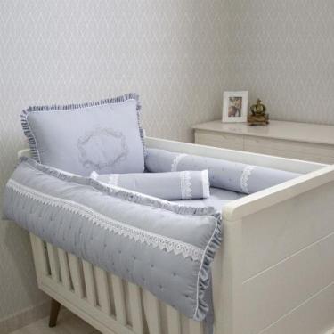 Imagem de Kit de Berço Coleção Requinte Liso 08 Peças Padrão Americano / 100% Al