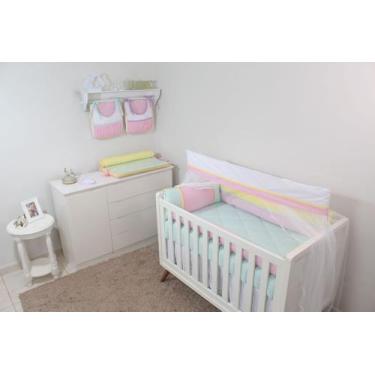 Imagem de Kit de Berço 08 Peças Aquarela - Bebê & Enxoval, Colore Rosa