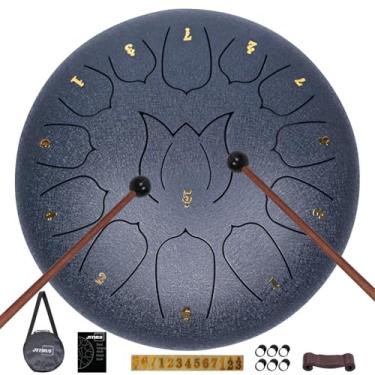 Imagem de JYTMUS Steel Tongue Drum 13 notas 30 cm, kit de bateria manual com livro de música, bolsa de transporte e acessórios, instrumentos de bateria de língua C maior para adultos