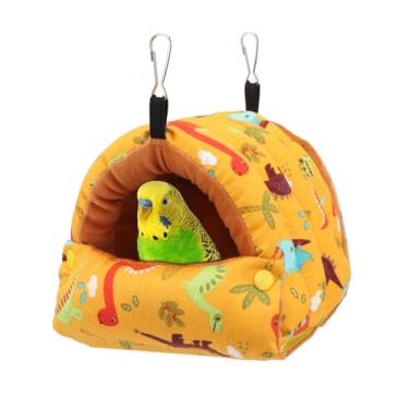 Imagem de Wontee Casa de ninho de pássaros, inverno, quente, aconchegante, cama de pássaro, rede para pendurar na cama para papagaios, periquitos, periquitos, caique, senegal, calopsitas conures (amarelo