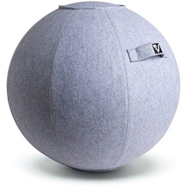 Imagem de YOGIVO Cadeira de bola sentada para escritório e casa, bola de ioga de Pilates com capa para equilíbrio, estabilidade e fitness, assento ergonômico para exercício de postura com alça e bomba (neve, 61 cm)