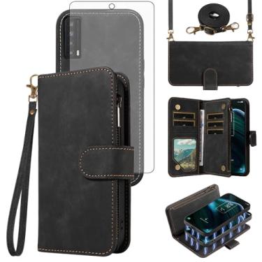 Imagem de Asuwish Capa de telefone para TCL Stylus 5G 2022 carteira magnética destacável com protetor de tela de vidro temperado alça transversal suporte para cartão TLC Stylo G5 6.81 T779W mulheres homens