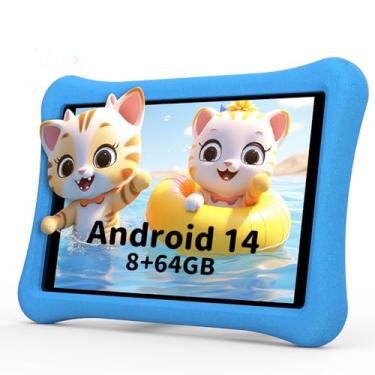 Imagem de Tablet infantil para crianças de 3 a 7 anos: tablet Android 14 de 10 polegadas 6000 mAh, 8 GB + 64 GB + 1 TB expansível para crianças com espaço infantil, controle parental, HD, câmera dupla, WiFi