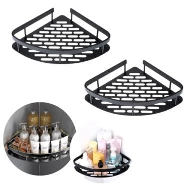 Imagem de Kit 2 Prateleira Suporte Adesivo Banheiro Cozinha Shampoo Temperos de Canto Alumínio Parede