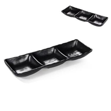 Imagem de Molheira Tigela Tripla Para Shoyu Preta Em Melamina 26cm
