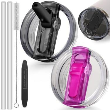 Imagem de ANTAND Pacote com 2 tampas flip à prova de vazamento com canudo para acessórios de copo Stanley de 1,134 g, substituição de tampas sem derramamento 1,134 g para Stanley ProTour, tampa de substituição