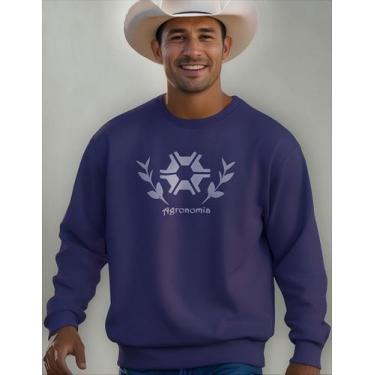 Imagem de Moletom Gola Careca Agronomia Masculino Casual Curso, Azul, Marinho, P