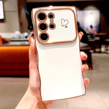 Imagem de Capa de TPU macio revestida para Samsung Galaxy S24 S23 S22 Ultra Plus A55 A54 A15 A14 A25 A35 5G S 24 23 22 A 55 15 Love Heart, branca, para Samsung S24 Ultra
