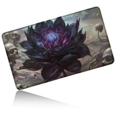 Imagem de Dikoer for MTG Playmat 24 x 14 Inches, Card Playmat Stitched with Magic Zones Commander Deck Gaming Desk Mat Card Gameplay Pad for MTG TCG Trading Card Inked Game - Purple Lotus