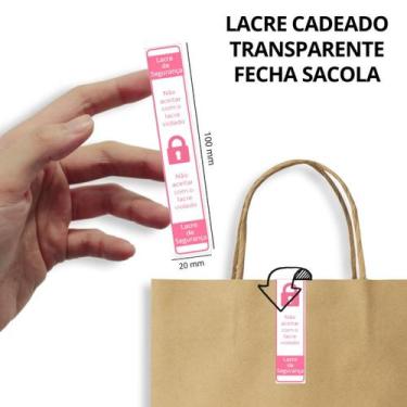 Imagem de 500 Lacres Adesivos de Segurança  Cadeado Rosa  Tam. 10 x 2 Cm  - 4Foo