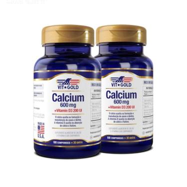 Imagem de Cálcio 600 mg com Vit. D3 Vitgold Kit2x 100 Cápsulas-Unissex