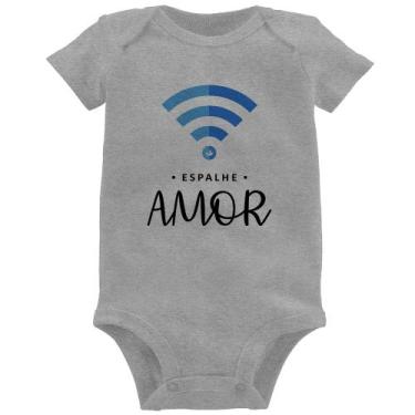Imagem de Body Bebê Espalhe amor - Foca na Moda, Cinza, GG