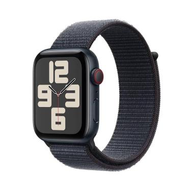 Imagem de Apple Watch SE GPS + Cellular • Caixa meia-noite de alumínio – 44 mm • Pulseira loop esportiva tinto