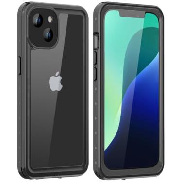 Imagem de ZWWADR Design para iPhone 13 capa à prova d'água com protetor de tela embutido, à prova de choque, à prova de poeira, capa protetora para celular para iPhone 13 6,1 polegadas (transparente)