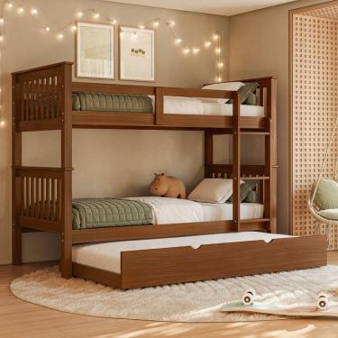 Imagem de Treliche Solteiro De Madeira Maciça Com Cama Aux Woodstore