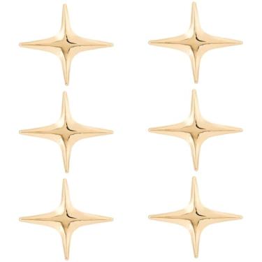 Imagem de SUPERFINDINGS Broche de estrela dourada, 6 peças, cruz, estrela, lapela, alfinete, quatro pontas, broches, liga, moda, simples, broche, alfinete, alfinete, alfinete, para chapéu, colarinho, cachecóis,