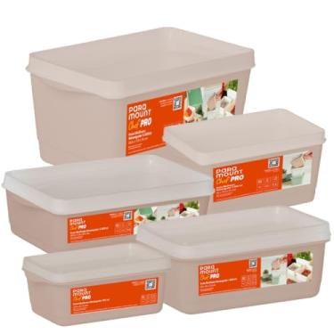 Imagem de Kit Jogo 5 Potes Organizadores Multiuso Grande Porta Mantimentos Quadrado Paramount Cozinha Alimento (Rosê)
