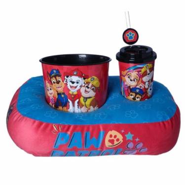 Imagem de Kit Almofada Porta Pipoca Copo Balde Pipoca Patrulha Canina Chase Mars