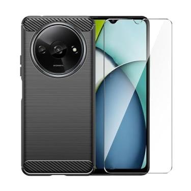 Imagem de WDMYLFTW Capa para Xiaomi Redmi A3X com protetor de tela HD, capa protetora de borracha macia protetora de borracha macia antiderrapante com absorção de choque e absorção de choque (preta)